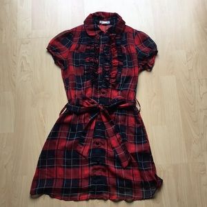 Plaid Ruffled T-shirt Dress